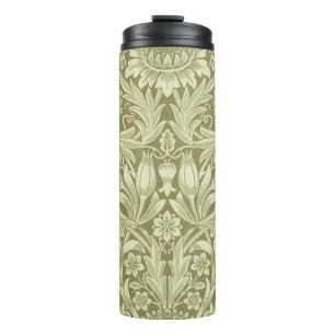 William Morris Sunflower Vintage Olive Damask Thermal Tumbler