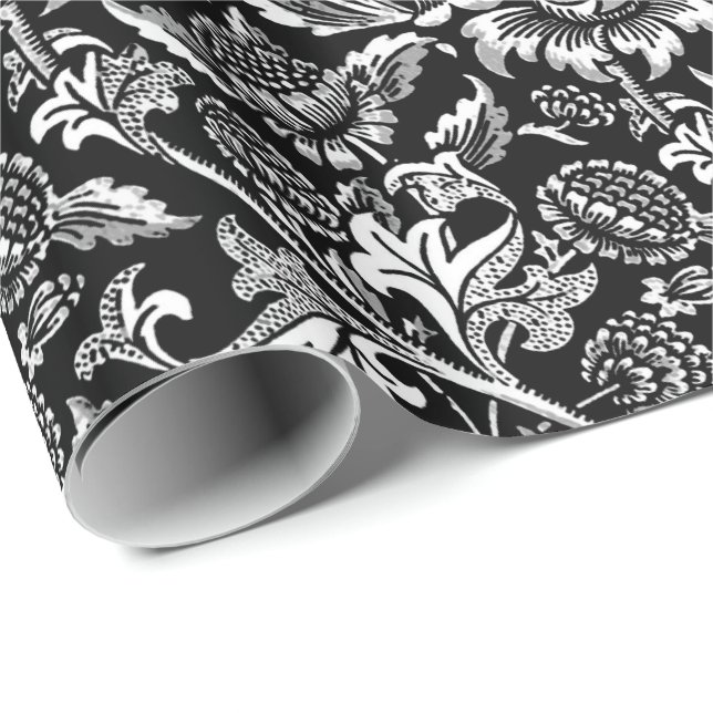 William Morris Sunflowers, Black and White Wrapping Paper (Roll Corner)