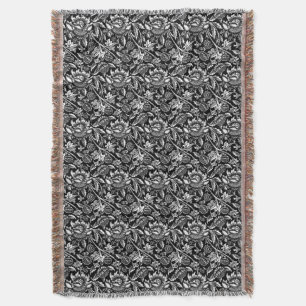 William Morris Sunflowers, Black, White and Grey Throw Blanket