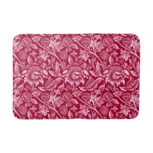 William Morris Sunflowers, Burgundy and Pink  Bath Mat