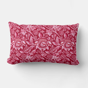 William Morris Sunflowers, Burgundy and Pink  Lumbar Cushion