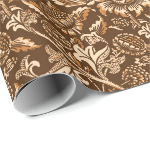 William Morris Sunflowers, Chocolate Brown & Beige Wrapping Paper