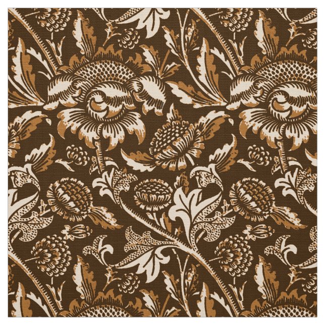 William Morris Sunflowers, Chocolate Brown Fabric (Swatch)