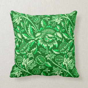 William Morris Sunflowers, Emerald Green Cushion