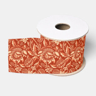 William Morris Sunflowers, Mandarin Orange Grosgrain Ribbon