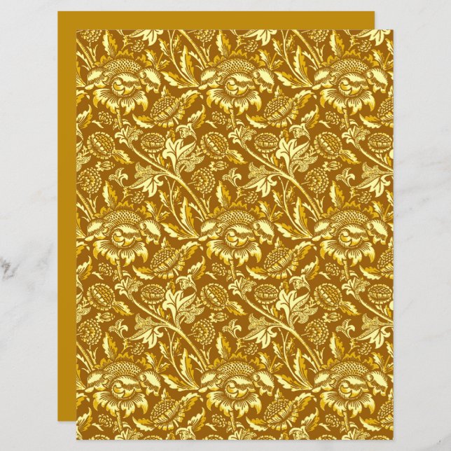 William Morris Sunflowers, Mustard Gold and Yellow (Front/Back)