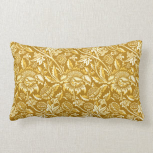 William Morris Sunflowers, Mustard Yellow / Gold Lumbar Cushion