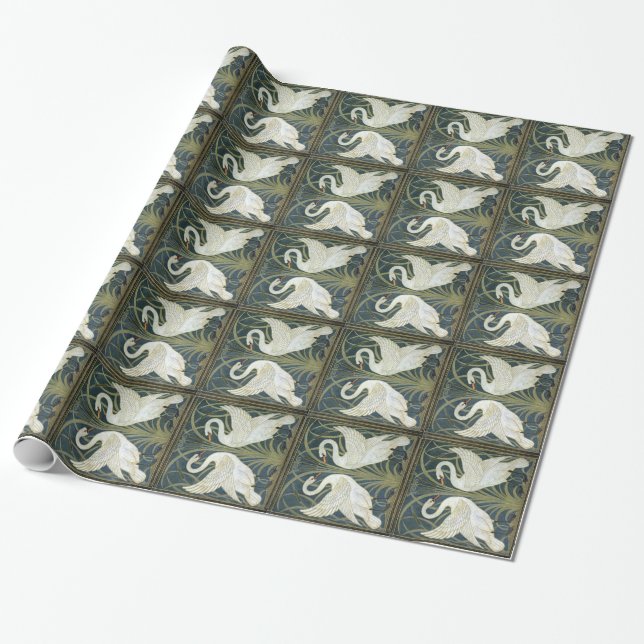 William Morris Swans Vintage Wrapping Paper (Unrolled)
