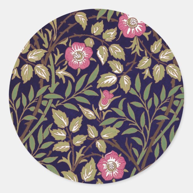 William Morris Sweet Briar Floral Art Nouveau Classic Round Sticker (Front)