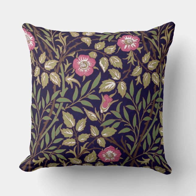 William Morris Sweet Briar Floral Art Nouveau Cushion (Front)