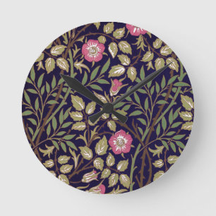 William Morris Sweet Briar Floral Art Nouveau Round Clock