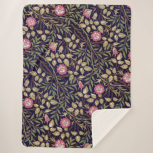William Morris Sweet Briar Floral Art Nouveau Sherpa Blanket