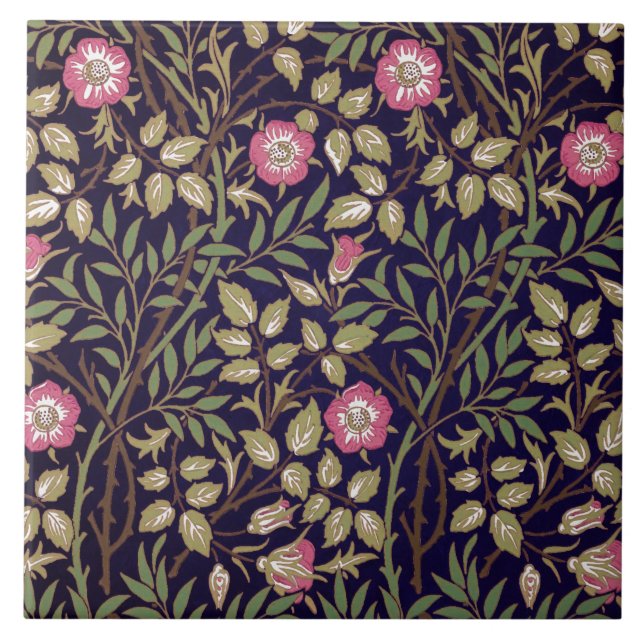 William Morris Sweet Briar Floral Art Nouveau Tile (Front)