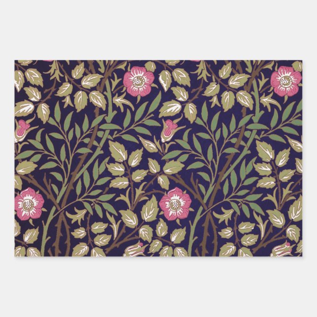 William Morris Sweet Briar Floral Art Nouveau Wrapping Paper Sheet (Front)
