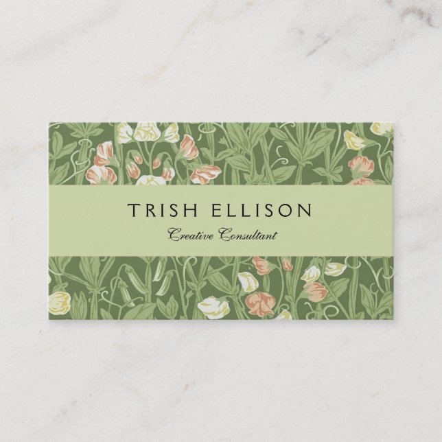 William Morris Sweet Pea Floral Design Business Card (Front)