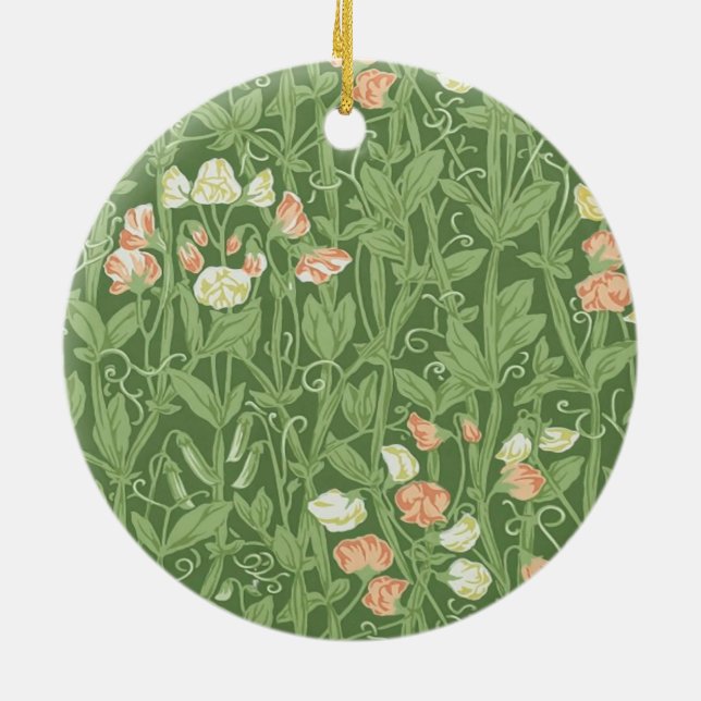 William Morris Sweet Pea Floral Design Ceramic Ornament (Back)