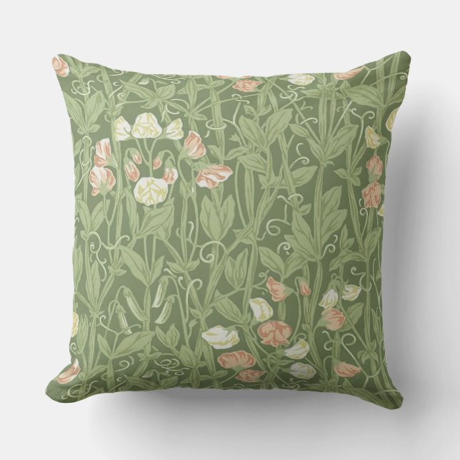 William Morris Sweet Pea Floral Design Cushion (Front)