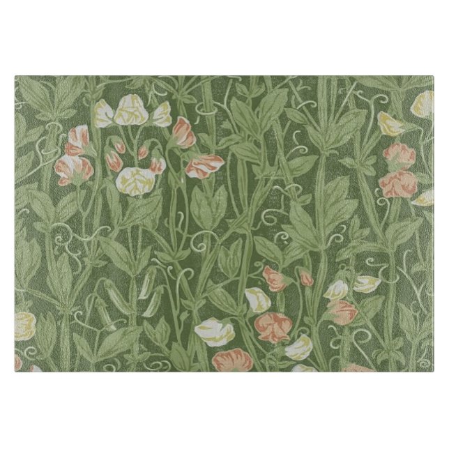 William Morris Sweet Pea Floral Design Cutting Board (Front)