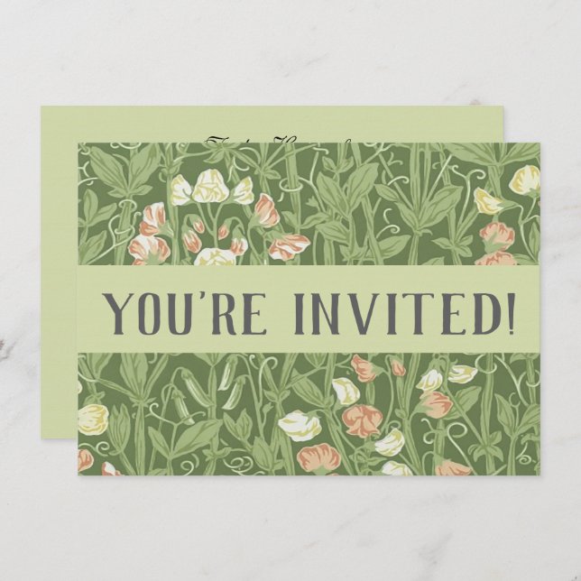 William Morris Sweet Pea Floral Design Invitation (Front/Back)
