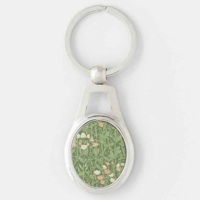 William Morris Sweet Pea Floral Design Key Ring (Front)