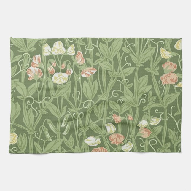 William Morris Sweet Pea Floral Design Tea Towel (Horizontal)
