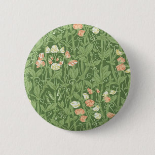 William Morris Sweet Pea Pattern Vintage Botanical 6 Cm Round Badge