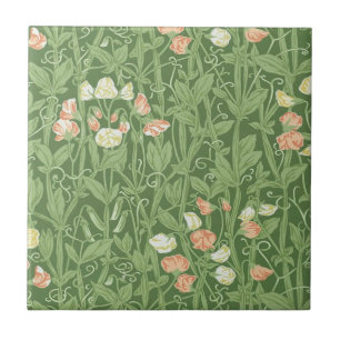 William Morris Sweet Pea Pattern Vintage Botanical Ceramic Tile