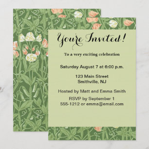 William Morris Sweet Pea Pattern Vintage Botanical Invitation