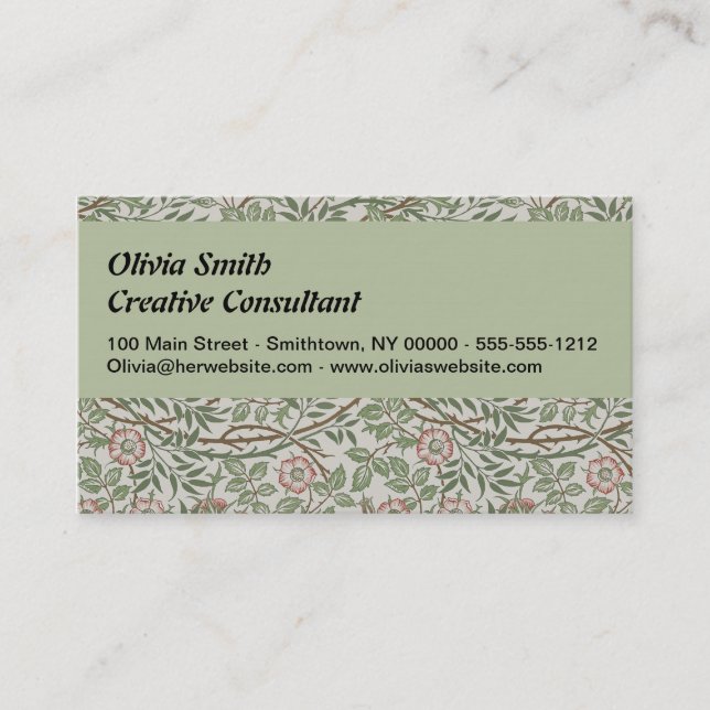 William Morris Sweetbriar Floral Art Nouveau Business Card (Front)