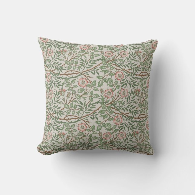 William Morris Sweetbriar Floral Art Nouveau Cushion (Front)