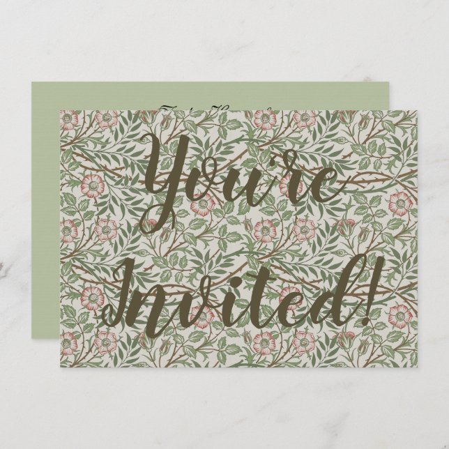 William Morris Sweetbriar Floral Art Nouveau Invitation (Front/Back)