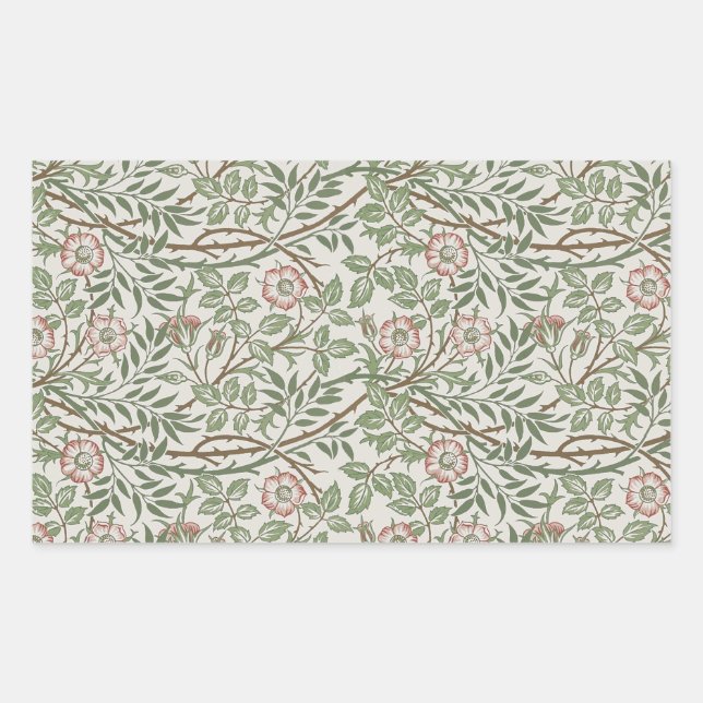 William Morris Sweetbriar Floral Art Nouveau Rectangular Sticker (Front)