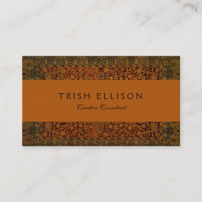 William Morris Tapestry Carpet Rug Business Card (Front)