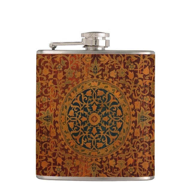 William Morris Tapestry Carpet Rug Hip Flask (Front)