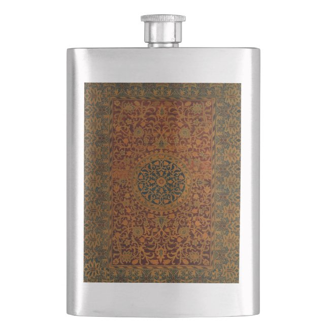 William Morris Tapestry Carpet Rug Hip Flask (Front)