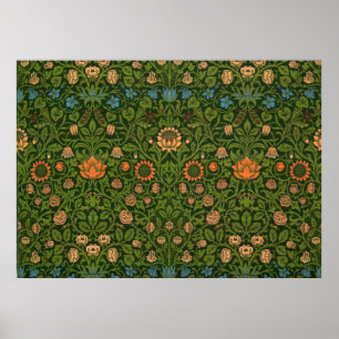 William Morris Tapestry Rug Red Green Carpet Asian Poster
