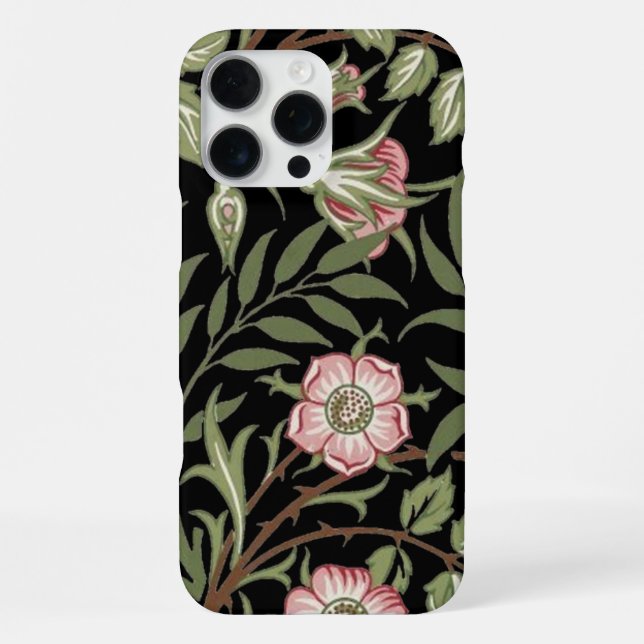William Morris Textile Pattern Wild Roses iPhone Case (Back)