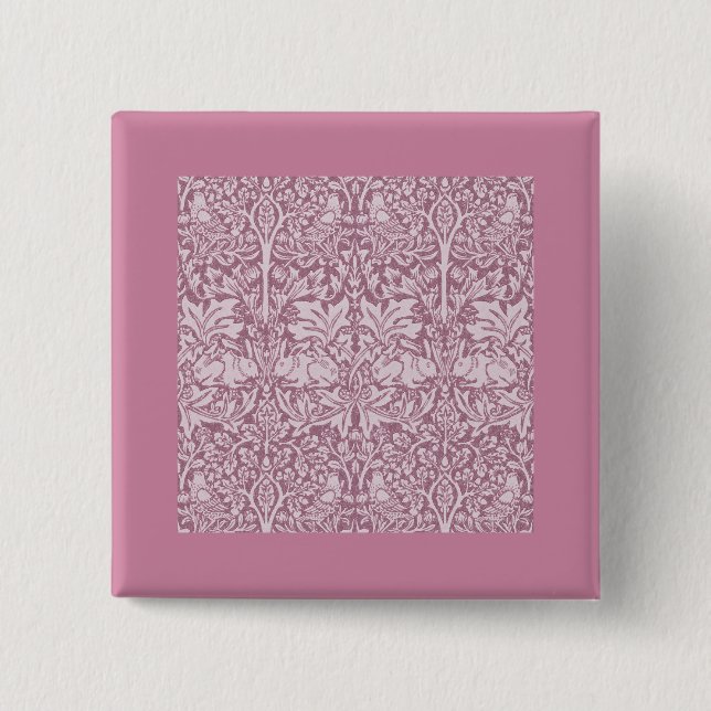 William Morris,The Strawberry thief,revamped 15 Cm Square Badge (Front)