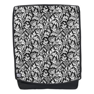 William Morris Thistle Damask, Black and White Backpack