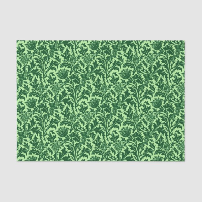 William Morris Thistle Damask, Emerald Green Tissue Paper (Front)