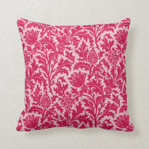 William Morris Thistle Damask, Fuchsia Pink Cushion