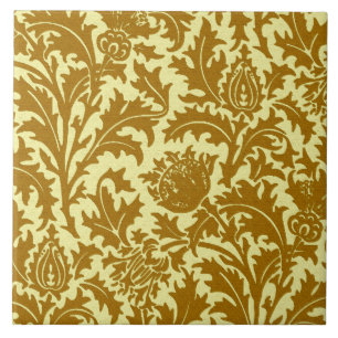 William Morris Thistle Damask, Mustard Gold Ceramic Tile