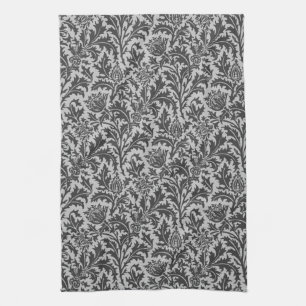 William Morris Thistle Damask, Silver Grey / Grey Tea Towel