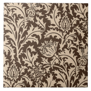 William Morris Thistle Damask, Taupe Tan & Beige Ceramic Tile
