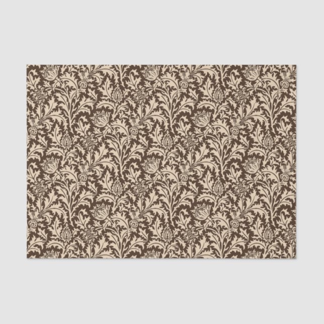 William Morris Thistle Damask, Taupe Tan & Beige Tissue Paper (Front)