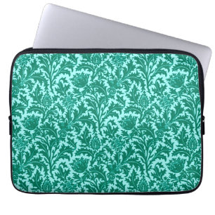 William Morris Thistle Damask, Turquoise and Aqua  Laptop Sleeve