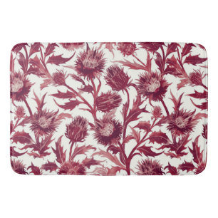 William Morris Thistle flower deep burgundy Bath Mat