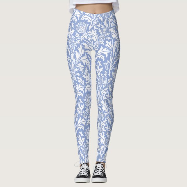 William Morris Thistle Pattern Custom Colour Leggings (Front)