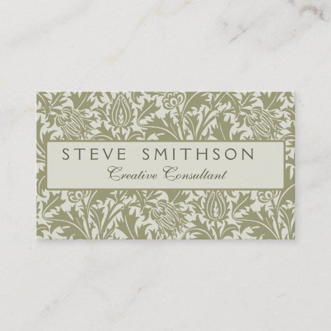 William Morris Thistle Sage Green Pattern Business Card (Front)