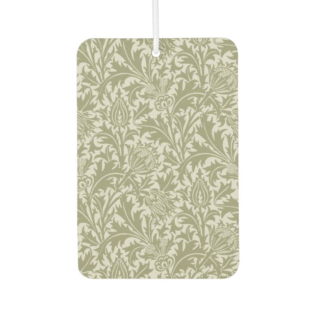 William Morris Thistle Sage Green Pattern Car Air Freshener (Front)